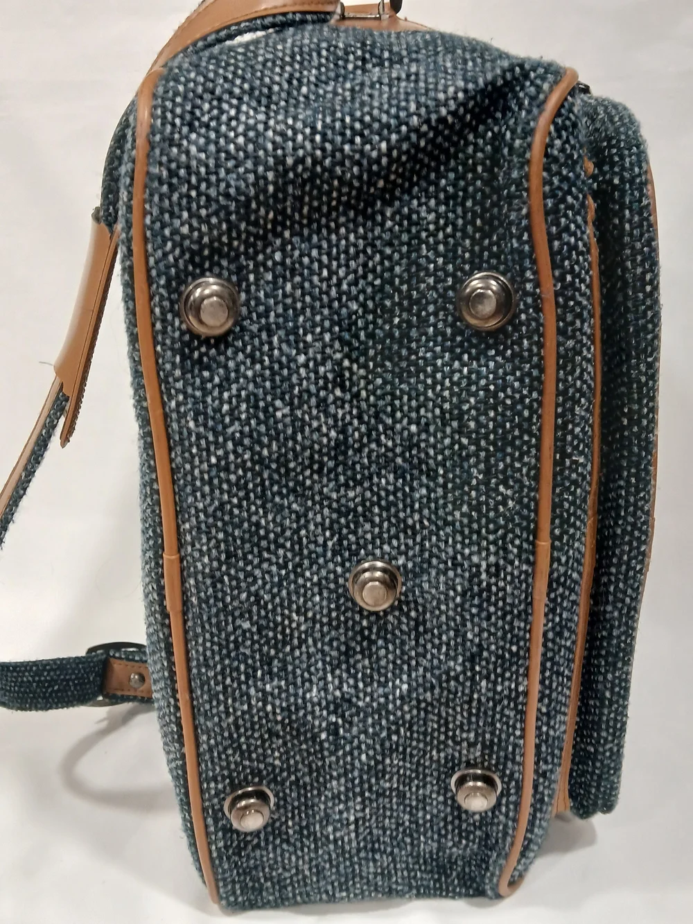 Vntg 1980s Pierre Cardin Tweed Flight Bag Crossbody Carry On Luggage Blue Brown